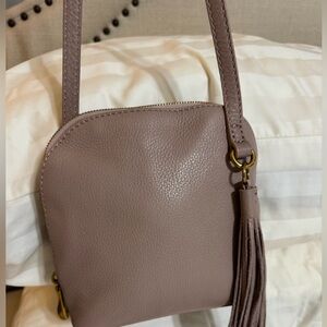 HOBO Nash Pebbled Leather Crossbody Bag (Lotus) in Blush Pink with Gold Accents